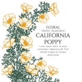 Vector frame of California poppies